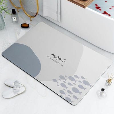 Diatomeeënaarde vloermat voor huishoudelijke badkameringang, badkamer waterabsorptie, sneldrogend, antislip voetmat 40X60cm 15.7X23.6in