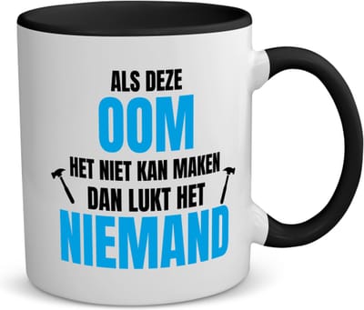 Akyol - als oom het niet kan koffiemok - theemok - zwart - Oom - een oom - verjaardagscadeau - cadeau voor oom - cadeau - kado - 350 ML inhoud