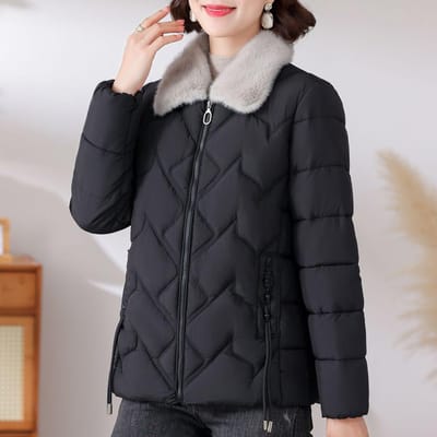 Manteau en coton, mode hiver, tempérament noble et amincissant, veste en coton 5XL noir