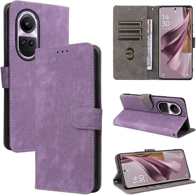 Geschikt voor Oppo Reno 10 / 10 Pro - Magnetisch - Schokabsorberend - Book Case Hoesje - Paars