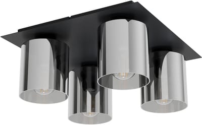 EGLO Gorosiba plafondlamp - E27(excl.) - 38cm - rookglas - Metaal - Zwart