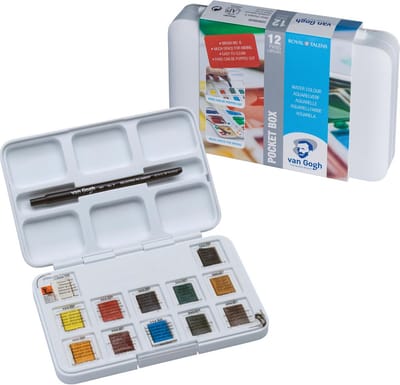 Van Gogh aquarelverf, pocket box met 12 halve napjes 10 stuks