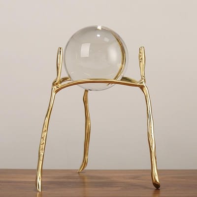 Ornements Boule de Cristal en Laiton Américain Branche en Cuivre Pur Meuble TV Meuble à Vin Porche Étagères Modèle Décoration de Pièce Décoration beige