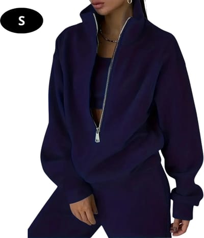 Livano Joggingpak Dames - Huispak - Volwassenen - Trainingspak - Comfortabel - Jogging Pak - Joggingsbroek - Marineblauw - S
