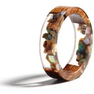 Houten Hars Ring Transparante Epoxy Hars Ring Mode Handgemaakt Gedroogde Bloem Trouwsieraden Liefdesring Voor Vrouwen Nieuw Ontwerp 10 brown