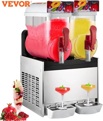 Slush Puppy Machine - Slush Puppy - Vevor - 2 Tanks - Dubbele Tank - 2x15L - Zilver - 30 Liter - Ijsmachine - Ice - Bevroren Drank Dispenser