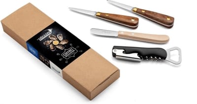 Déglon Oesterproeverij Set – Inclusief Oestermessen en Kelnermes – Houten Handvatten – 4-delig – Elegant Design