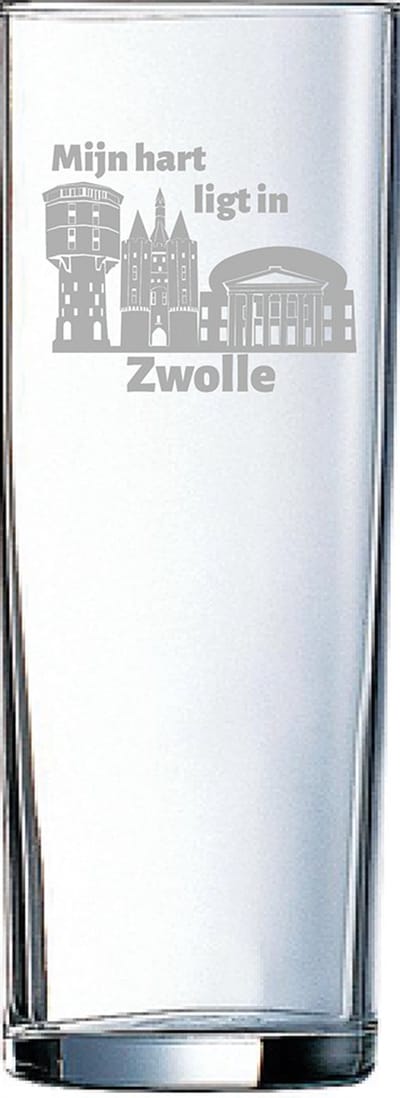 Gegraveerde longdrinkglas 31cl Zwolle