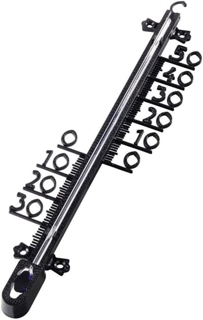 Omgevingsthermometer Binnen Buiten - Temperatuurmeter Weerstation - Klimaat Monitoren - Analoge Weerbestendige Meting - 26cm Hoog - Zwart