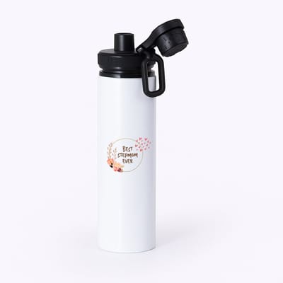 Hacebo® - Bonusmoeder cadeau - waterfles met draaidop zwart - Stiefmoeder cadeau - Bonusmama - Stiefmoeder cadeautjes - Moederdag cadeau - mamacadeautjes verjaardag - liefste mama - Bonusmama - Leuk kado om te geven - water fles - 850ML