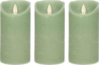 Anna's Collection Led kaars/stompkaars - 3x - jade groen - H15 x D7,5 cm - wax - bewegende vlam
