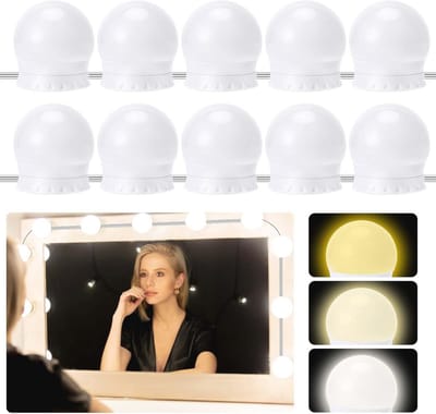 Hollywood Spiegellicht met 10 Dimbare Lampen voor Make-up en Badkamerspiegels in 3 Kleuren