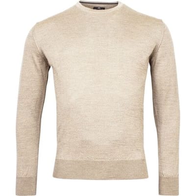 Baileys Trui Merino Wool Crew Neck Uni Color Single Knit Licht Beige / male