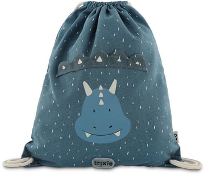 Trixie Zwemtas - Mr. Triceratops - Gymtas voor kinderen - Waterafstotend - Turnzak met trekkoord - Voor jongens en meisjes - Blauw - Dino