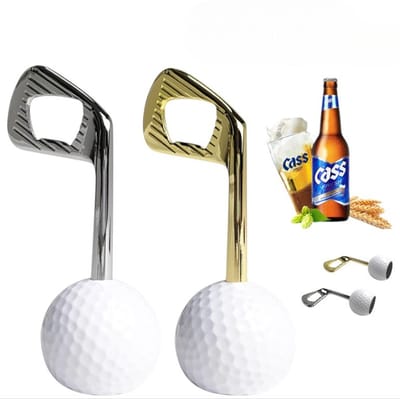2 stuks - Golfflesopener - Blikopener in de vorm van een golfclub - Creatieve flesopener - Flesopener van zinklegering - Golfer Biercadeau Nieuwigheid - Goud + Toonkleur - Perfect voor golfers en bierliefhebbers