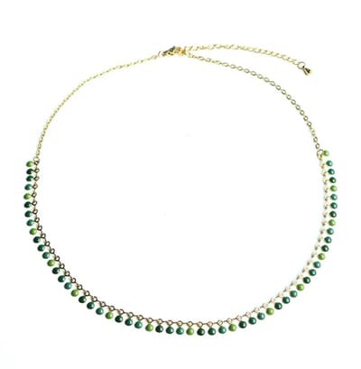 Goudkleurige Stainless Steel ketting met groene emaille details - Hypoallergeen & Waterproof - The Jewellery Salon - Layering