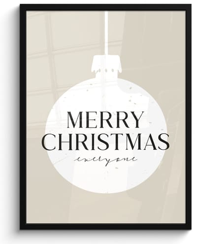 Poster in lijst - Fotolijst 50x70 cm - Posters - Christmas - Kerstballen - Japandi - Witte kerstballen - Posterlijst zwart - Decoratie - Wanddecoratie woonkamer - Muurdecoratie slaapkamer - Kerstversiering - Kerstdecoratie voor binnen - Kerstmis