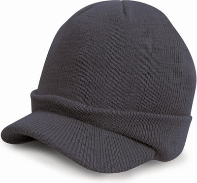 Trendy warme wintermuts met visor klep in het antraciet grijs voor volwassenen - Damesmutsen / herenmutsen - 100% polyacryl