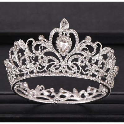 Trendy Bruidskroon Barok Strass Kristal Kroon Haarband Koninginnenkroon Gouden Kroon Haaraccessoires Bruids Bruiloftskroon white