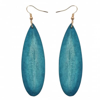 Zilveren oorhangers Luci Aqua Blauw- hout - Charme Bijoux