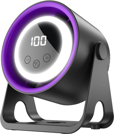 Nieuwste desktopventilator - K6 Technologie Fan- Kampeer fan-Mobiele ventilator-met ACCU-Aanraakbediening Fluisterstil tafel Ventilator- mini ventilator- mini fan- met LED lamp - Hoogwaardige paarszwart