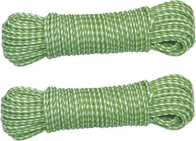 AMIG Paracord touw - 2x - 10 meter - D4mm - 100kg - PP/PE - lichtgroen/wit