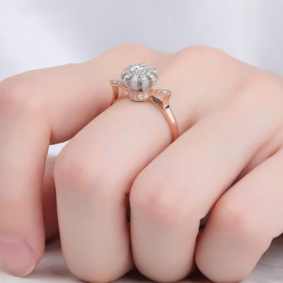 Hoyon 14k couleur or Rose bague pour femmes réel 1,5 Carats Anillos diamant Bijoux pierres précieuses Bijoux Femme couronne Bijoux anneaux 6 beige