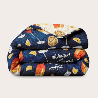 HappyBed Dekbed zonder overtrek 140x200 - Wasbaar Dekbed - Bedrukt dekbed zonder hoes - Hoesloos Dekbed - Eenpersoonsdekbed - Aperol Spritz