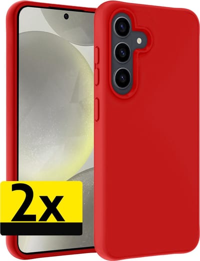 Hoesje - 2 Stuks - Geschikt voor Samsung Galaxy S24 - Sterk & Shockproof - Case Siliconen - Back Cover - Telefoon Hoes - Telefoonhoesjes - Rood
