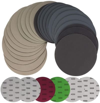 YAGXIG 30 vellen schuurpapier van 125 mm - Rond schuurpapier - Geschikt voor nat en droog gebruik - Schuurpapier op waterbasis - Schuurpapier voor metaal en hout - Korrelgrootte 1000/1500/2000/3000/4000/5000