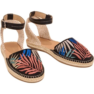 White Stuff Honeysuckle Leaf Espadrille Black Size: 3 | Espadrilles Outlet | Dames | Beige