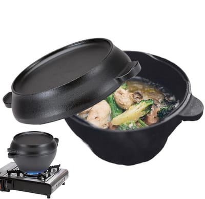 Gietijzeren Stoofpan - Dutch Oven Ronde Ovenpan - Koken en Bakken - Robuust Kookgerei - 15 x 15 cm - Zwart