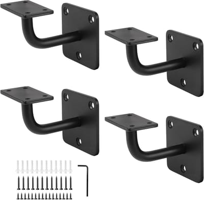 Set van 4 Robuuste Leuninghouders voor Ronde Buizen, Zwart, Inclusief Montageonderdelen