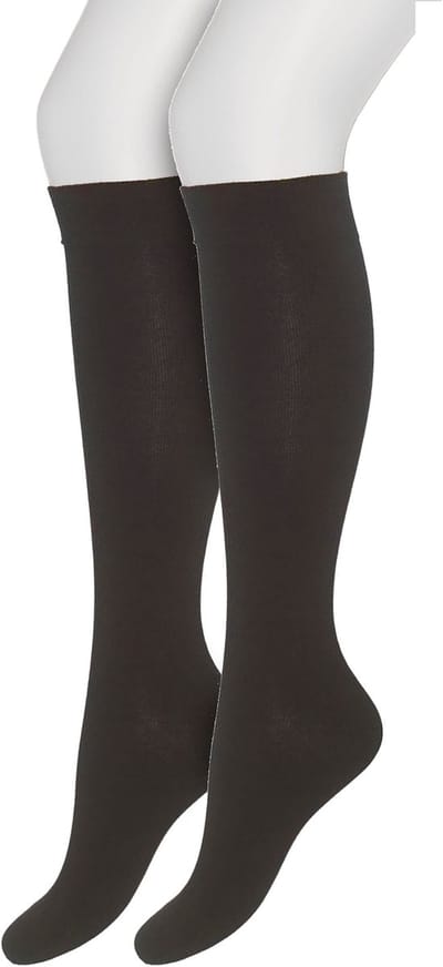 Bonnie Doon Dames Kniekousen Donker Bruin maat 35/38 - 2 paar - Knie Kousen - 2-pack - Multipack - Uitstekend draagcomfort - Cotton Knee High - Zakt niet af - Effen - OEKO-TEX - Donkerbruin - Dark Brown - OL834302.106
