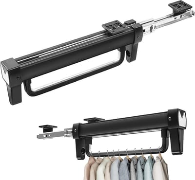 Verstelbare kledingrail voor het ophangen van broeken, kleding en sjaals - Uittrekbare dubbele rail voor optimale opbergruimte
