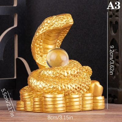 Figurine de Serpent Simulation Ornements Serpents Animal Statue Résine Style Chinois Plan de Travail Chanceux Durable Durable