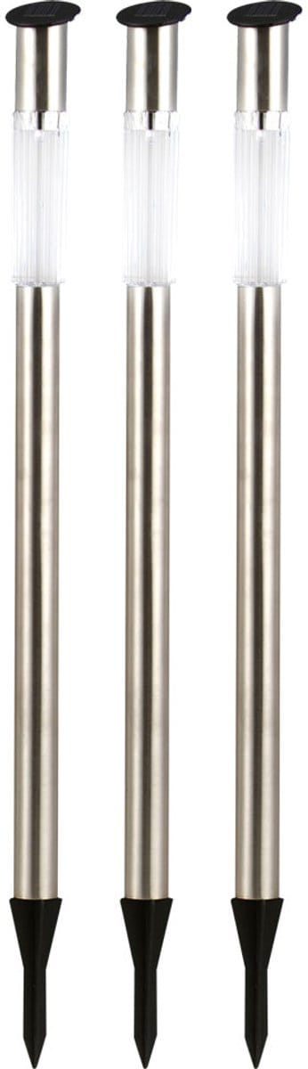 Solar buitenlamp grondspies insteeklamp solarlamp rvs padverlichting insteeklamp, 0,07 watt LED lamp, H 70 cm, set van 3