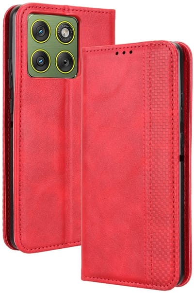 Coverup Hoesje - Geschikt voor Motorola Edge 70 Hoesje - Coverup Vintage Style Book Case - Rood