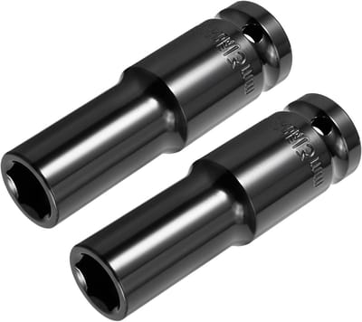 1/2" Aandrijving 13mm Deep Impact Socket, 6 Punten, Cr-V Gehard Zwart - Perfect voor Klussen en Doe-Het-Zelf Projecten, 2 Stuks