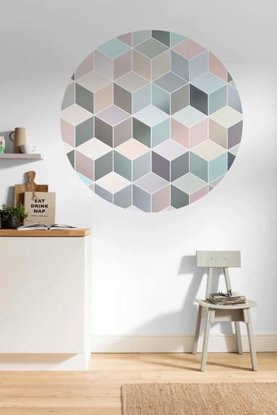 Fotobehang - Pastel Deluxe 125x125cm - Rond - Vliesbehang - Zelfklevend