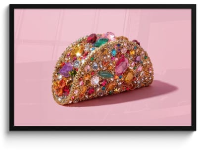 Poster in lijst - Fotolijst 90x60 cm - Posters - Taco - Kleurrijk - Edelstenen - Goud - Posterlijst zwart - Decoratie - Wanddecoratie woonkamer - Muurdecoratie slaapkamer