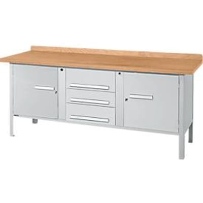 Schäfer Shop Select Kastenwerkbank PWi 200-4, beuken multiplexplaat, tot 750 kg, B 2000 x D 700 x H 840 mm, blank aluminiumkleur