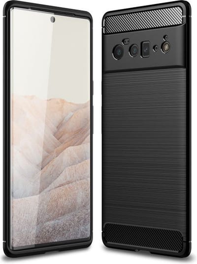 Geborsteld TPU Hoesje Geschikt voor Google Pixel 6 Pro | Beschermhoes | Back Cover | Flexibel TPU | Stijlvol Carbon | Dun | Zwart