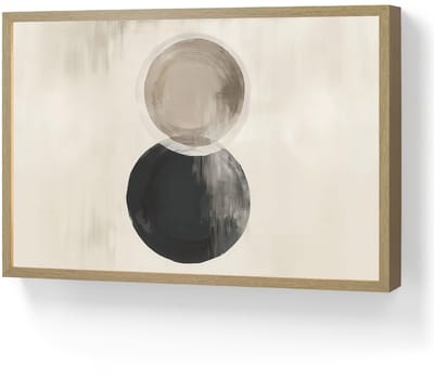 Wandlamp 60x40 cm - Oplaadbaar - Cirkels - Vorm - Beige - Abstract - Wandlampen binnen woonkamer - Slaapkamer lamp - Decoratieve nachtlamp - Vloerlamp draadloos