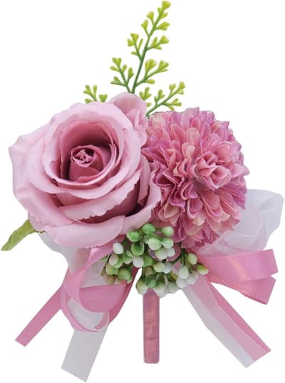 Bruiloft Boutonniere - Corsage Accessoire - Feestelijke Gelegenheid - Levensgetrouwe Kunstbloem - 53 x 8 cm - Paars