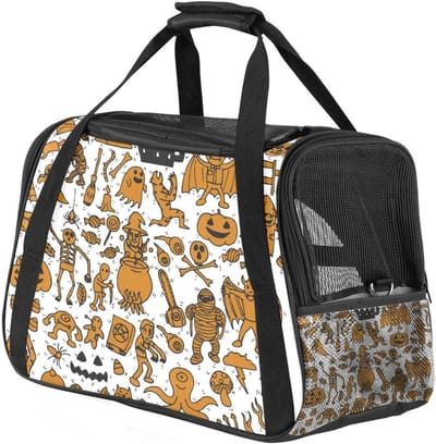 Huisdier Draagtas - Reisdrager Kat Hond - Veilig Vervoer - Opvouwbaar Ontwerp - 760 Gram - Halloween Cartoon