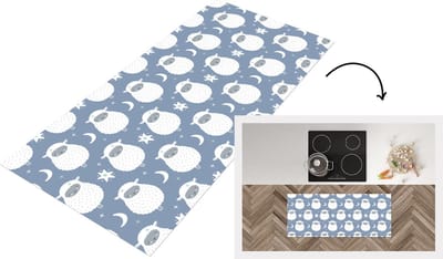 Keukenloper - Loper keuken - Schapen - Nacht - Maan - Patronen - 120x50 cm - Keukenloper vinyl