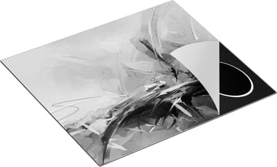 Chefcare Inductie Beschermer Abstracte Kunst - Kampvuur - Zwart Wit - 60x50 cm - Afdekplaat Inductie - Kookplaat Beschermer - Inductie Mat