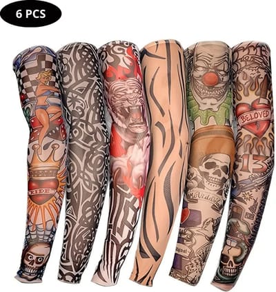 Livano Tattoo Sleeve - Voor Volwassenen - Mouw - Tatoeage - Arm Warmer - Zonbescherming - UV Beschermend - 6 Stuks