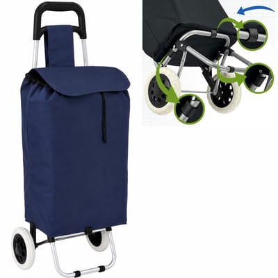 Dreamble® - Opvouwbare Boodschappentrolley - 46 Liter - Extra Stabiel dankzij 5 Bevestigingspunten - Blauw